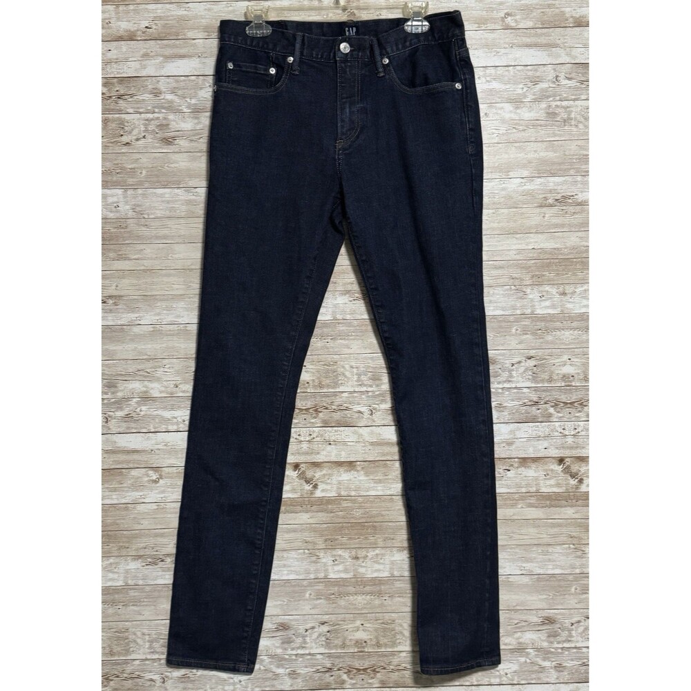 GAP Mens Dark Wash Rinsed Skinny Resin Jeans 31x34 Normcore Gorpcore Grunge Y2K